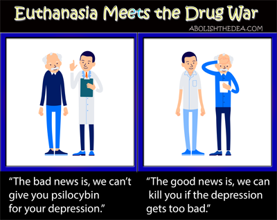 Patient gets bad news: modern healthcare can't give him plant medicine to fight his depression -- but it can give him a lethal drug if his depression gets to bad.