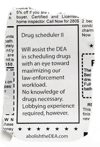 wanted: DEA drug scheduler: must be willing and able to ruin soldiers' lives