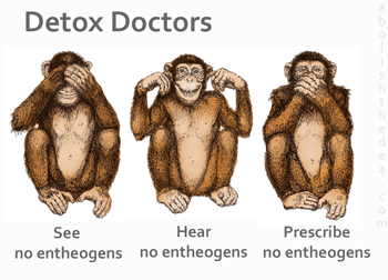The three monkeys of modern psychology: they see no entheogens, hear no entheogens and prescribe no entheogens.