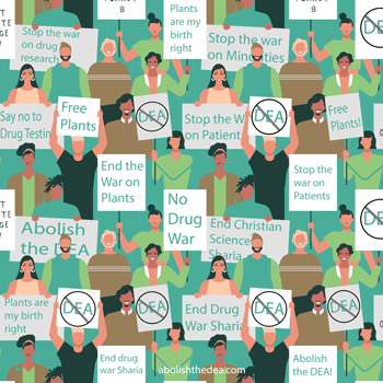 Americans of all ethnicities protesting the war on plant medicine.
