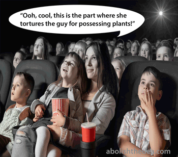 Family in theater enjoying moving, as mom says, 