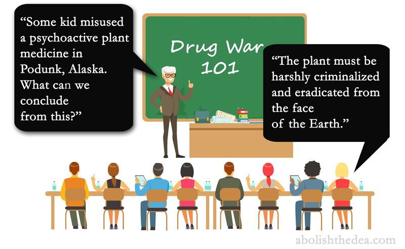 Prof teaching Drug War 101, teaching class how to demonize rather than to understand psychoactive botanicals.