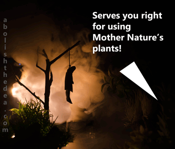 Man hanging from tree because he sold plants of which politicians disapprove.