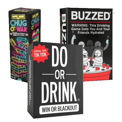 Three holiday hydration games, in which the goal is to get irresponsibly drunk: Chug O War, Do or Drink and Buzzed.