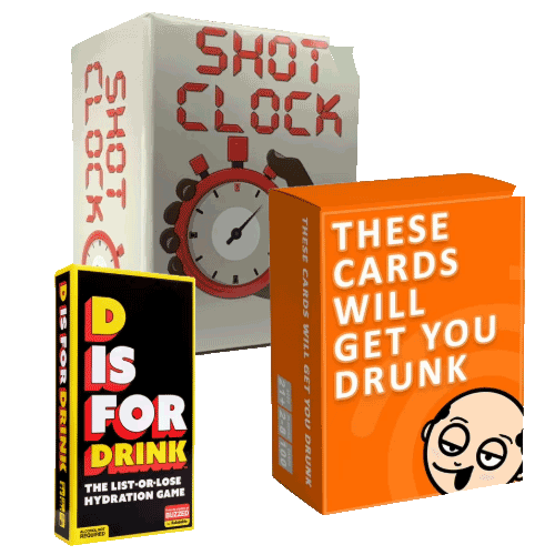 Holiday games from Walmart that encourage irresponsible drinking, including Shot Clock, D is for Drink, and These Cards Will Get You Drunk